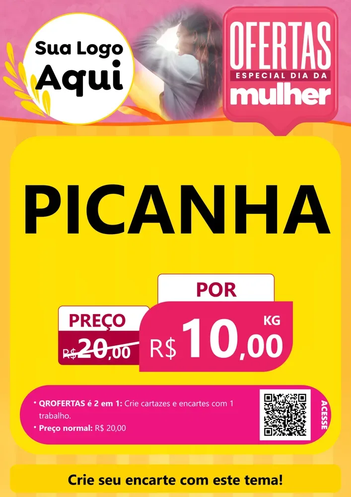 Modelo de Cartaz para Cartaz A4 Vertical com o tema Ofertas - Especial Dia Das Mulheres para Açougue