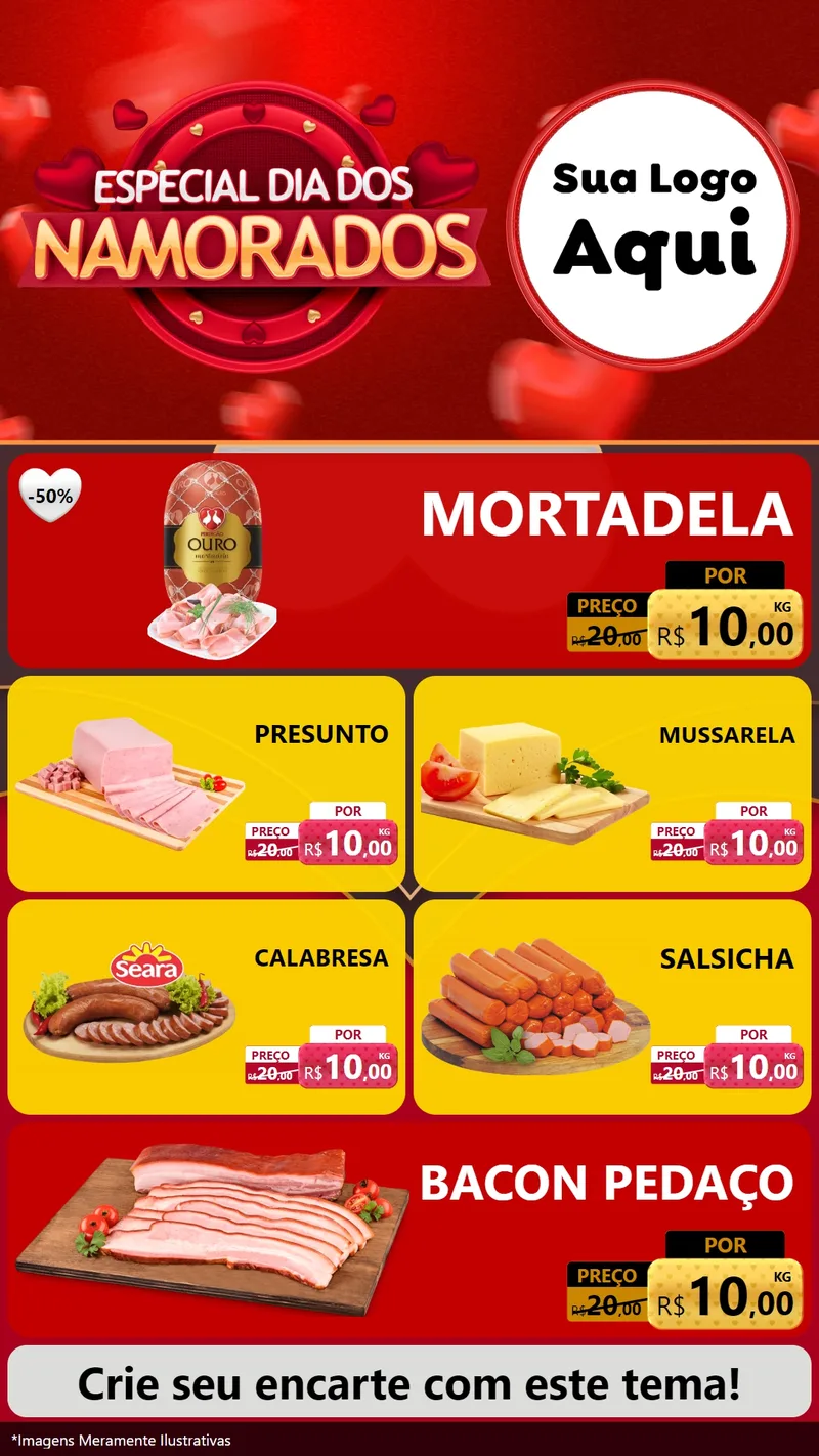 Modelo de TV para TV Vertical com o tema Especial Dia Dos Namorados para Frios e Laticínios