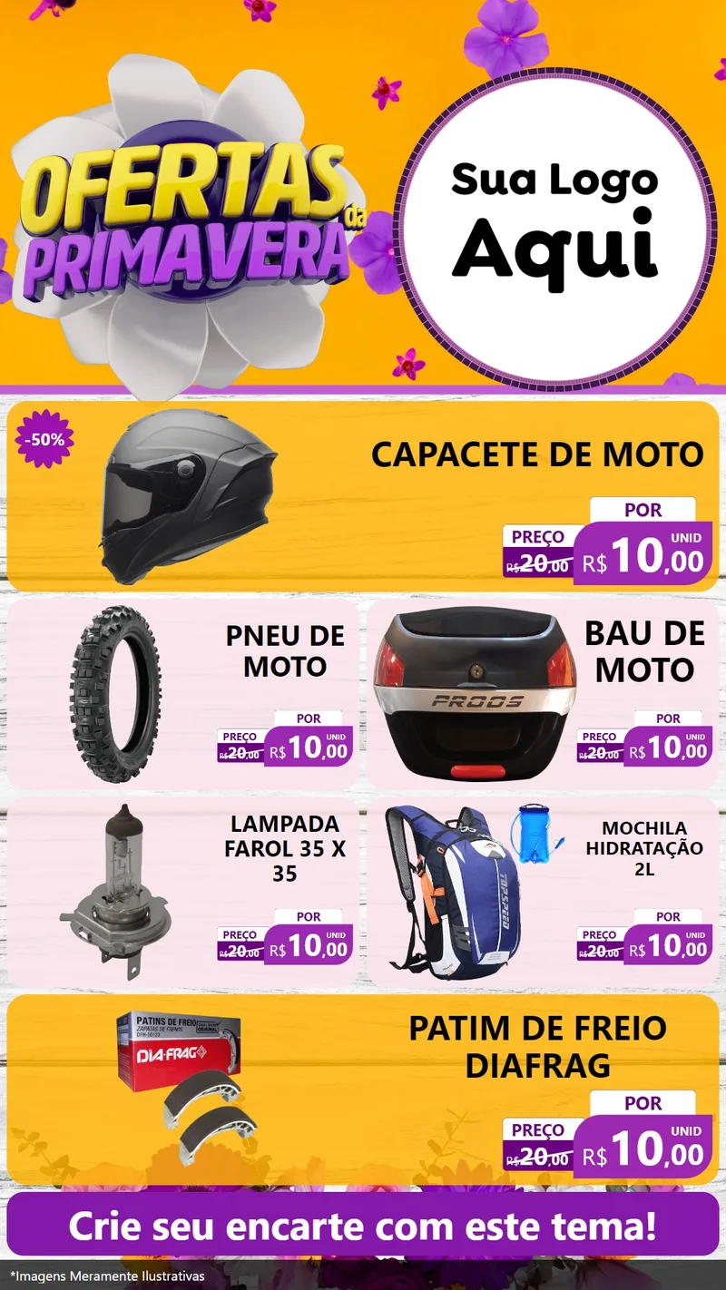 Modelo de TV para TV Vertical com o tema Ofertas Da Primavera para Moto peças