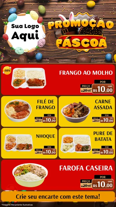 Modelo de TV para TV Vertical com o tema Promoção Páscoa para Restaurante