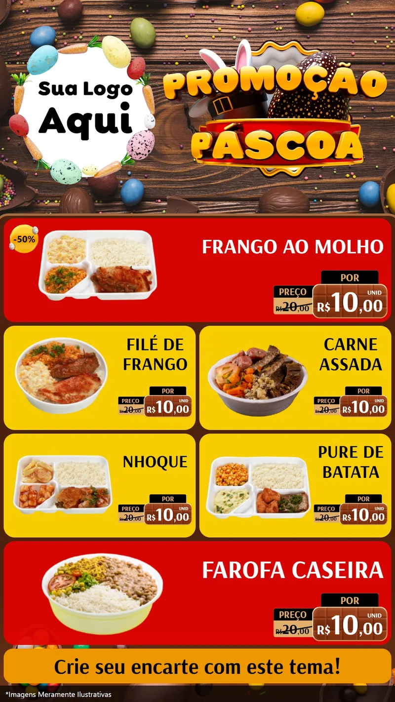 Modelo de TV para TV Vertical com o tema Promoção Páscoa para Restaurante
