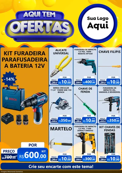 Modelo de Encarte para Encarte A4 Vertical com o tema Aqui Tem Ofertas para Maquinas e Ferramentas
