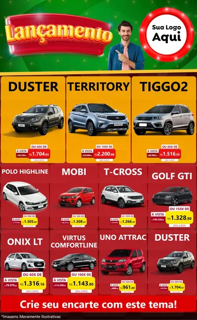 Modelo de Encarte para Encarte Grande com o tema Lançamento para Concessionaria de Carros