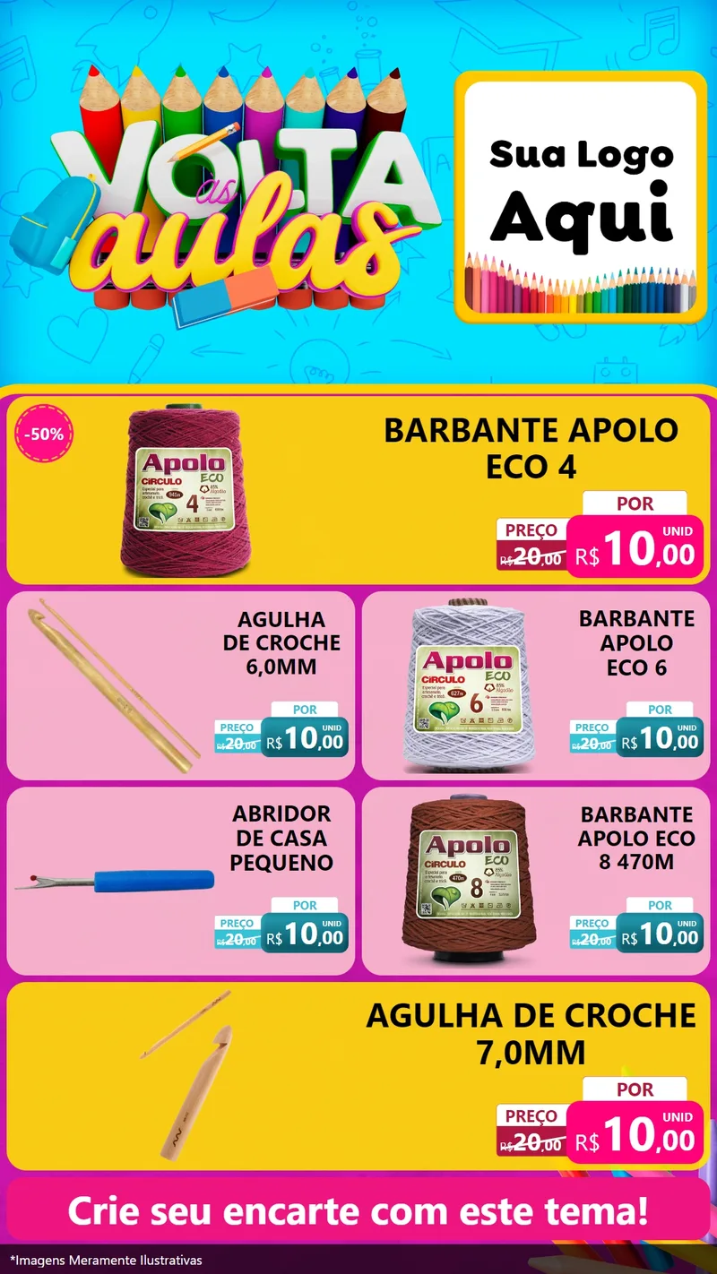 Modelo de TV para TV Vertical com o tema Volta às Aulas para Armarinho e Aviamentos