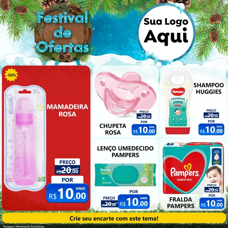 Modelo de Rede Social para Feed Facebook com o tema Festival de Ofertas - Inverno para Bebês