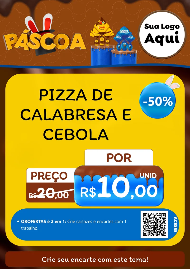 Modelo de Cartaz para Cartaz A4 Vertical com o tema Páscoa para Pizzaria
