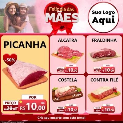Modelo de Rede Social para Feed Facebook com o tema Feliz Dia Das Mães para Açougue