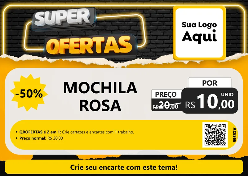 Modelo de Cartaz para Cartaz A4 Horizontal com o tema Super Ofertas para Papelaria