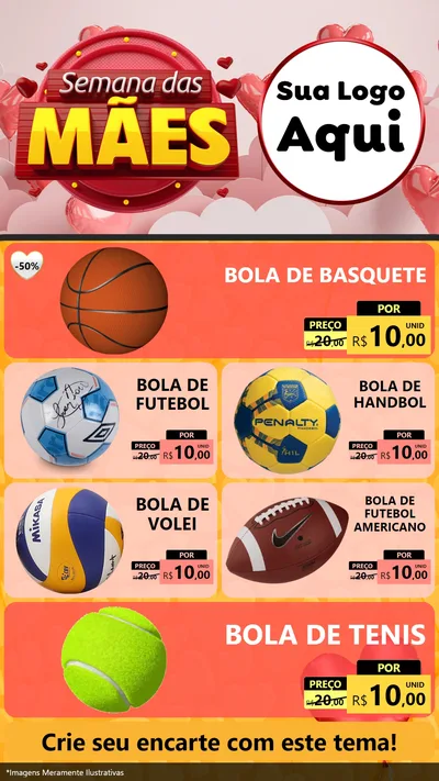 Modelo de TV para TV Vertical com o tema Semana das Mães para Artigos Esportivos