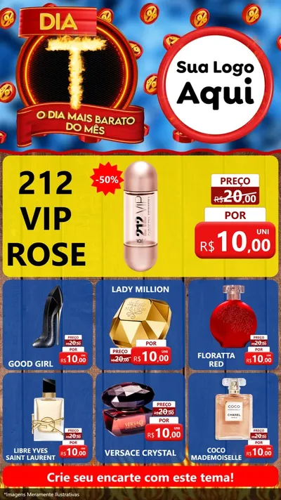 Modelo de Rede Social para Stories com o tema Dia T - O Dia Mais Barato Do Mês para Perfumes