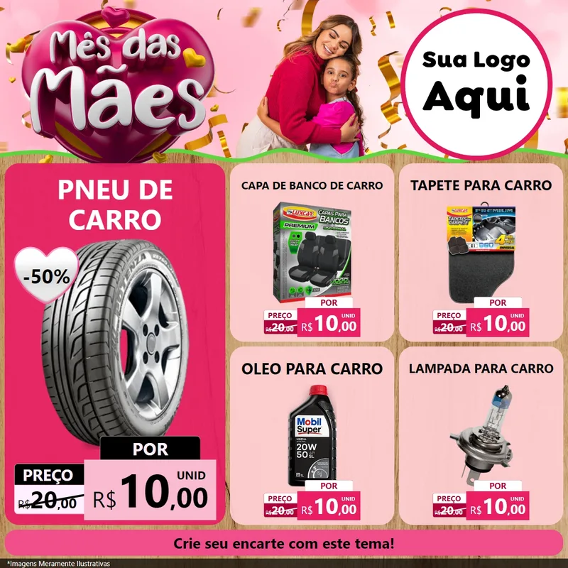 Modelo de Rede Social para Feed Facebook com o tema Mês das Mães para Auto peças