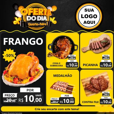 Modelo de Rede Social para Feed Facebook com o tema Oferta do Dia - Quarta Feira! para Assados
