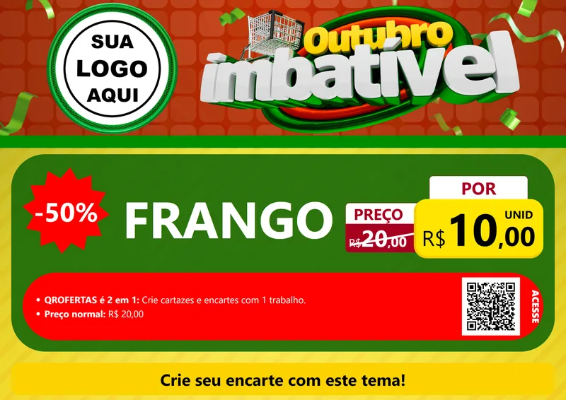 Modelo de Cartaz para Cartaz A4 Horizontal com o tema Outubro Imbatível para Assados
