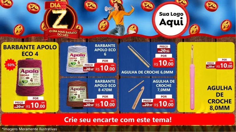 Modelo de TV para TV Horizontal com o tema Dia Z - O Dia Mais Barato Do Mês para Armarinho e Aviamentos