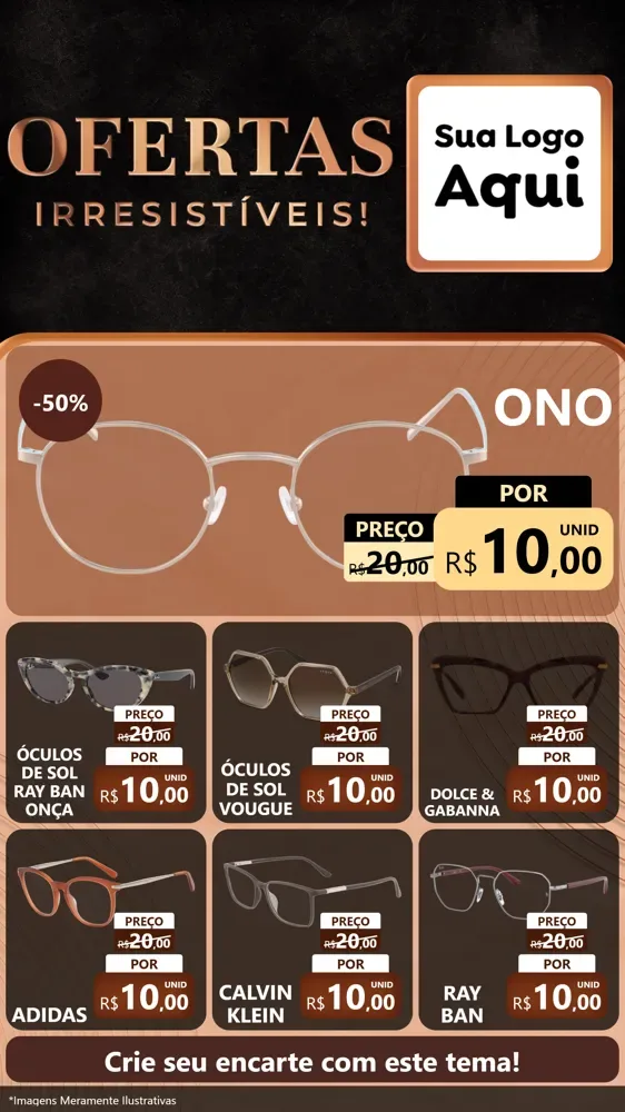 Modelo de Rede Social para Stories com o tema Ofertas Irresistíveis! para Óticas