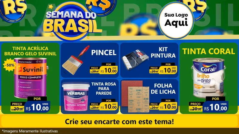 Modelo de TV para TV Horizontal com o tema Semana Do Brasil para Tintas e Ferramentas