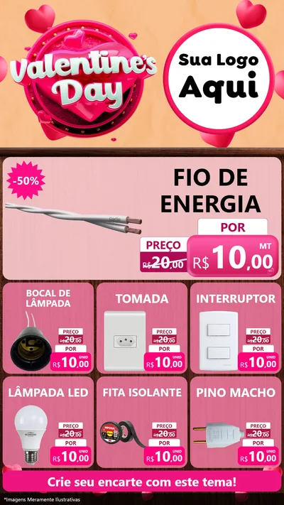 Modelo de Rede Social para Stories com o tema Valentine's Day para Materiais Elétricos