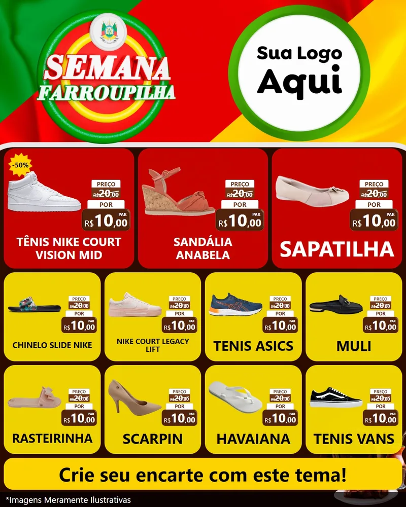 Modelo de Rede Social para Feed Instagram com o tema Semana Farroupilha para Calçados