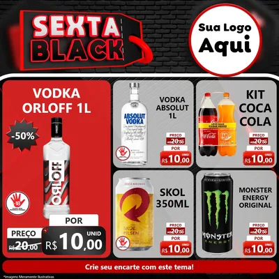 Modelo de Rede Social para Feed Facebook com o tema Sexta Black para Distribuidora de bebidas
