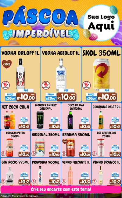 Modelo de Encarte para Encarte Grande com o tema Páscoa Imperdível para Distribuidora de bebidas