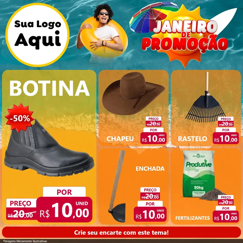 Modelo de Rede Social para Feed Facebook com o tema Janeiro de Promoção para Agropecuária