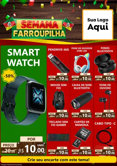 Modelo de Encarte para Encarte A4 Vertical com o tema Semana Farroupilha para Informática