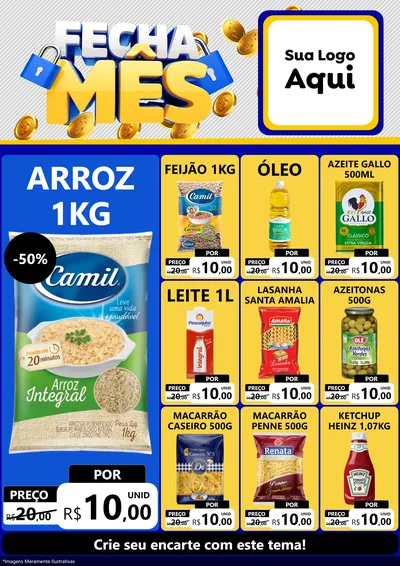 Modelo de Encarte para Encarte A4 Vertical com o tema Fecha Mês para Supermercado