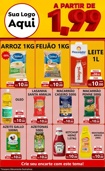 Modelo de Encarte para Encarte Grande com o tema A Partir de Um e Noventa e Nove - 1,99 para Supermercado