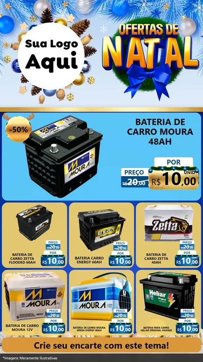 Modelo de Rede Social para Stories com o tema Ofertas de Natal para Baterias Elétricas
