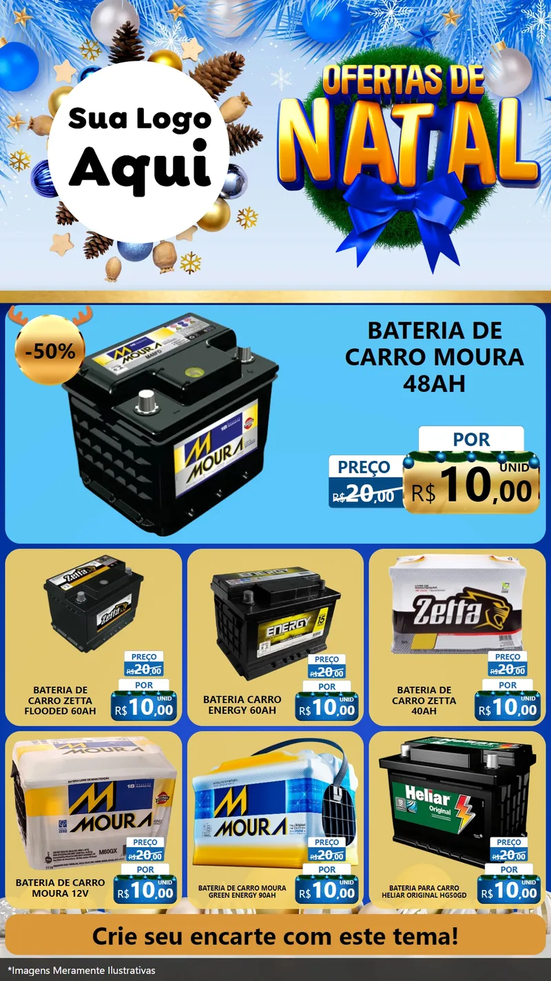 Modelo de Rede Social para Stories com o tema Ofertas de Natal para Baterias Elétricas