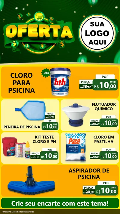 Modelo de TV para TV Vertical com o tema Oferta para Produtos para Piscina