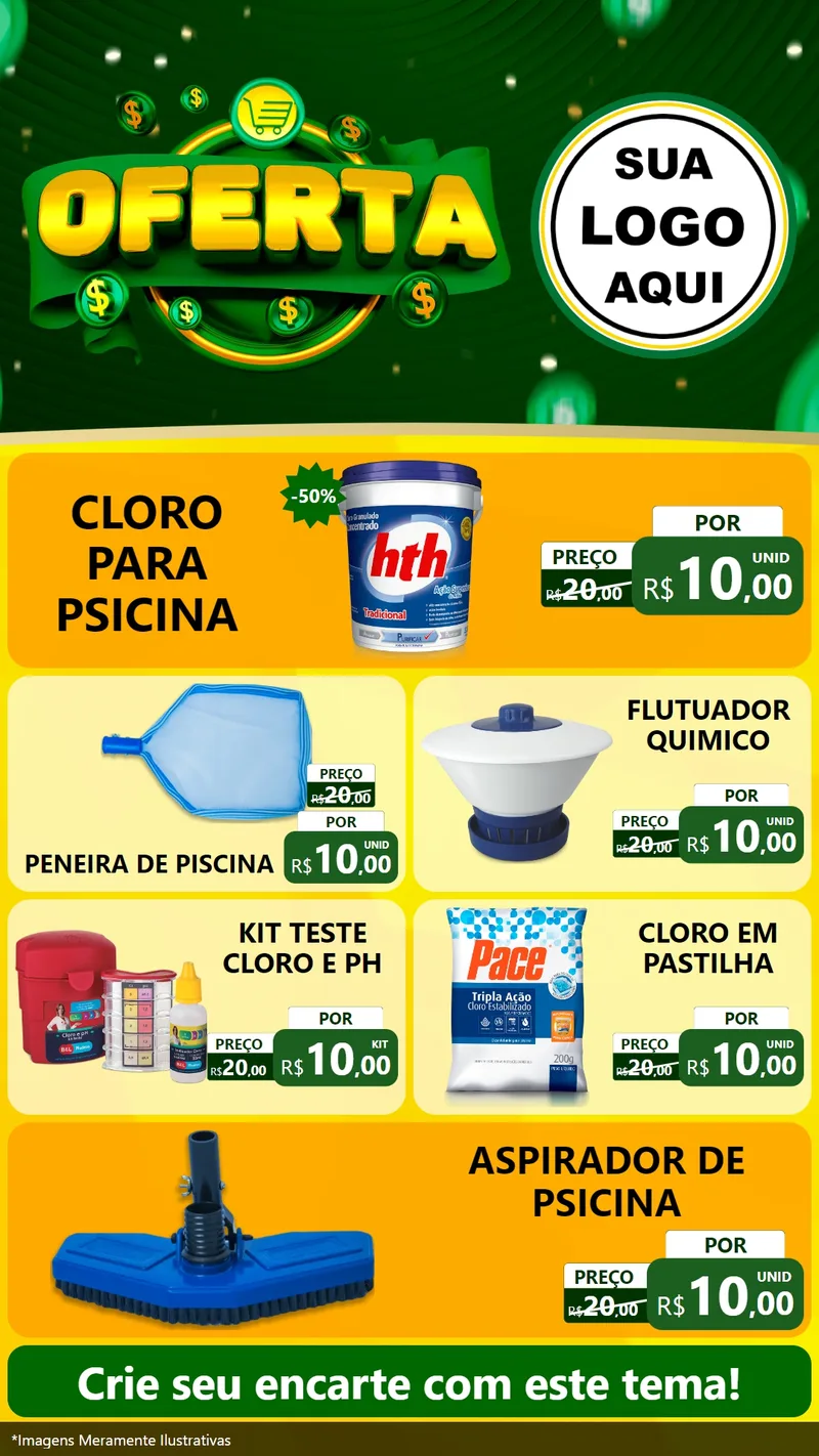 Modelo de TV para TV Vertical com o tema Oferta para Produtos para Piscina