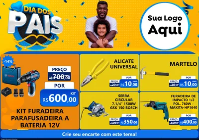 Modelo de Encarte para Encarte A4 Horizontal com o tema Dia dos Pais para Maquinas e Ferramentas