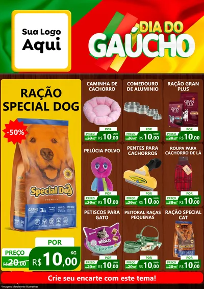 Modelo de Encarte para Encarte A4 Vertical com o tema Dia do Gaúcho para Pet Shop