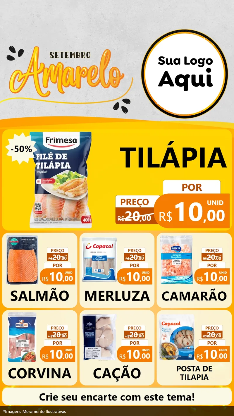 Modelo de Rede Social para Stories com o tema Setembro Amarelo para Peixaria