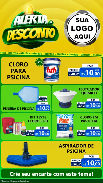 Modelo de TV para TV Vertical com o tema Alerta de Desconto para Produtos para Piscina