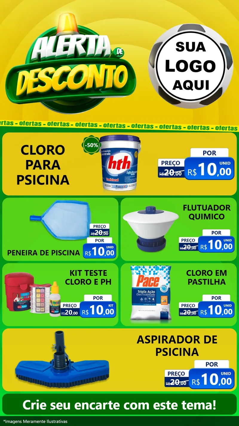 Modelo de TV para TV Vertical com o tema Alerta de Desconto para Produtos para Piscina