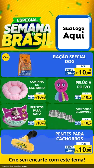 Modelo de TV para TV Vertical com o tema Especial Semana do Brasil para Pet Shop