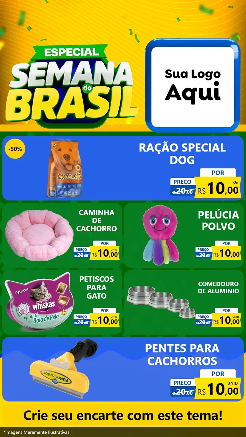 Modelo de TV para TV Vertical com o tema Especial Semana do Brasil para Pet Shop