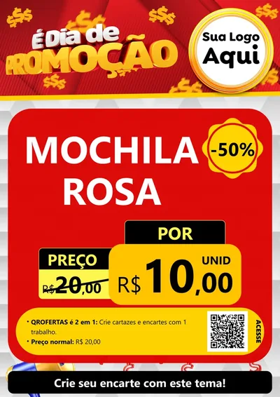 Modelo de Cartaz para Cartaz A4 Vertical com o tema É Dia De Promoção para Papelaria
