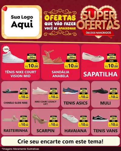 Modelo de Rede Social para Feed Instagram com o tema Dia dos Namorados para Calçados