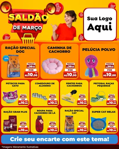 Modelo de Rede Social para Feed Instagram com o tema Saldão de Março para Pet Shop
