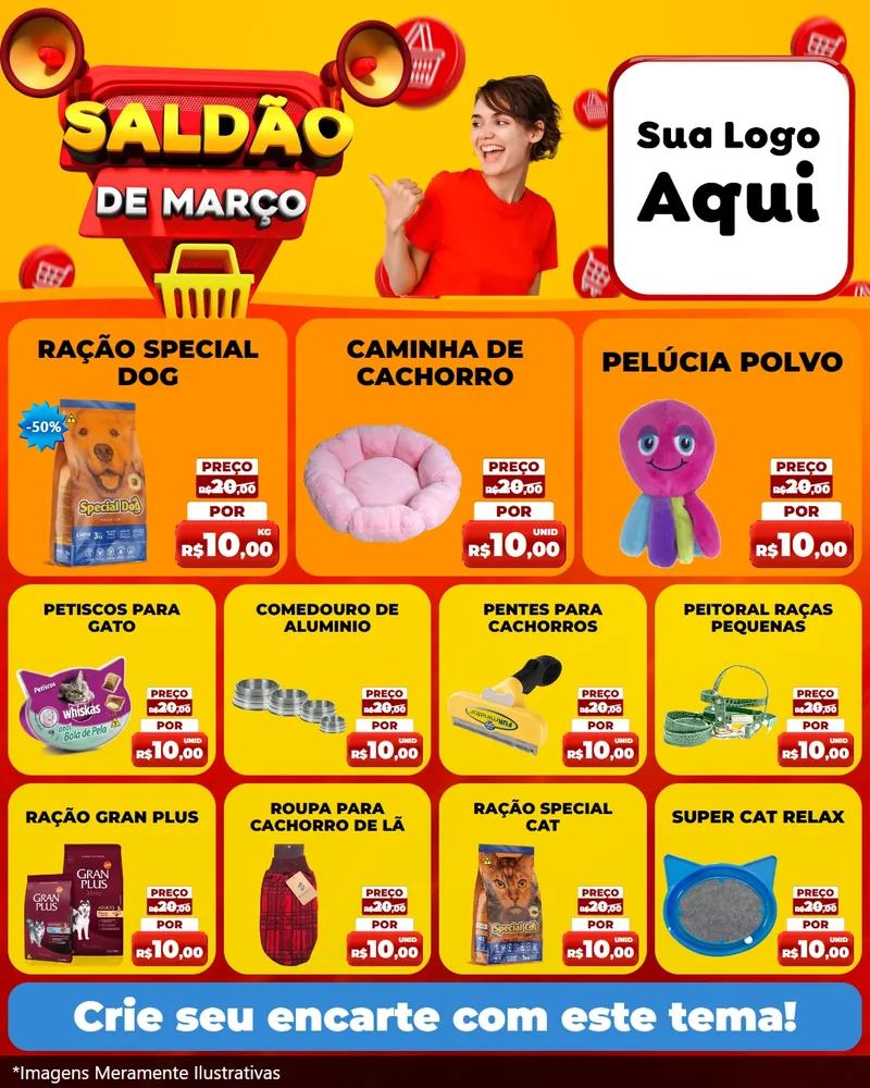 Modelo de Rede Social para Feed Instagram com o tema Saldão de Março para Pet Shop