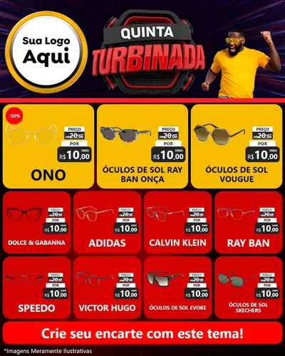 Modelo de Rede Social para Feed Instagram com o tema Quinta Turbinada para Óticas
