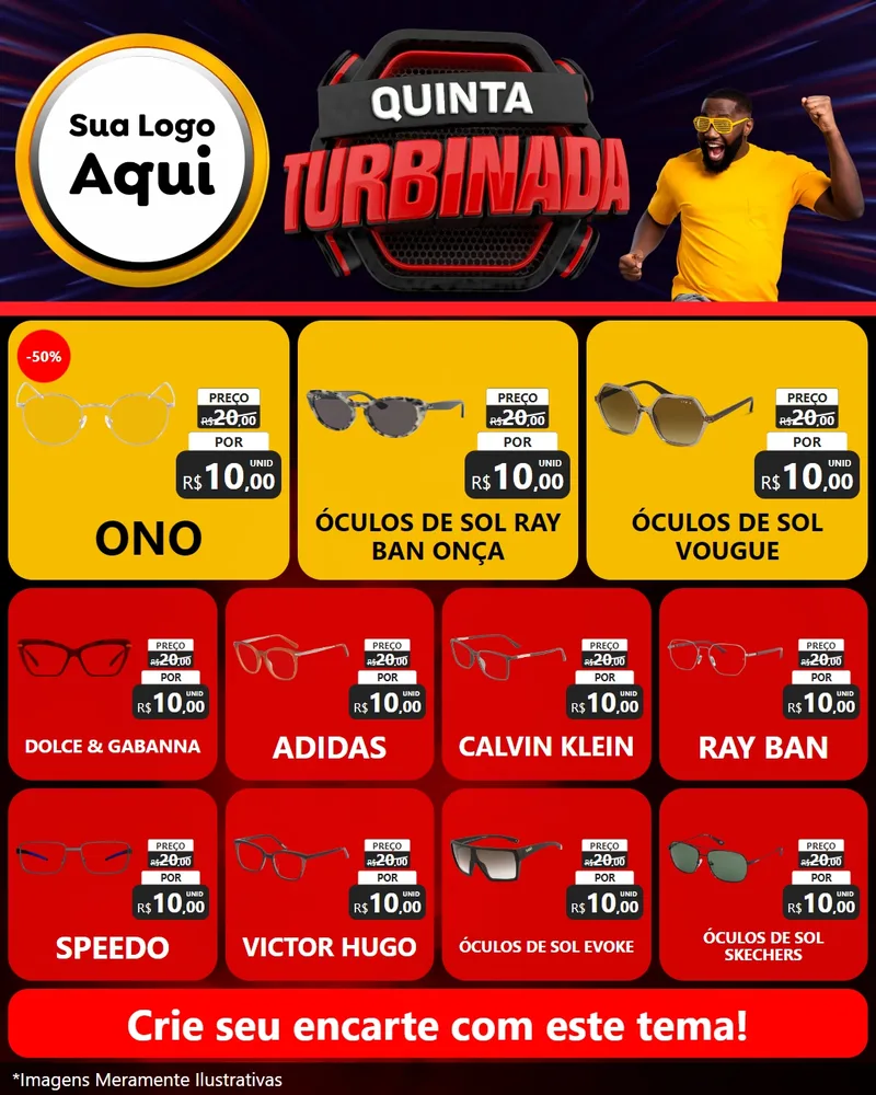 Modelo de Rede Social para Feed Instagram com o tema Quinta Turbinada para Óticas