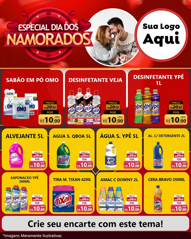 Modelo de Rede Social para Feed Instagram com o tema Especial Dia Dos Namorados para Produtos de Limpeza