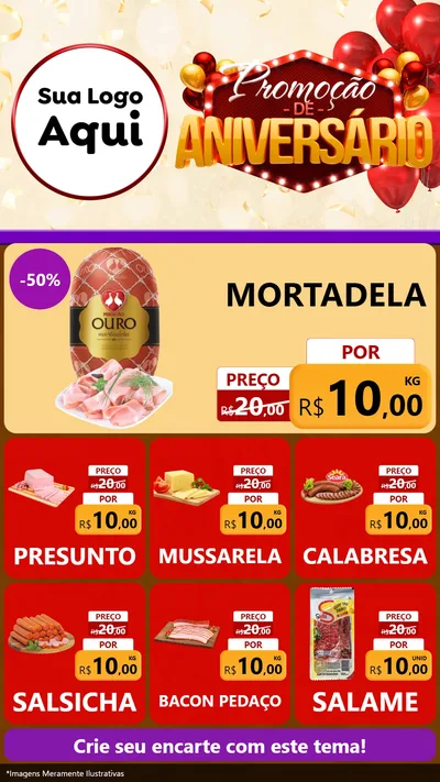 Modelo de Rede Social para Stories com o tema Promoção de Aniversário para Frios e Laticínios
