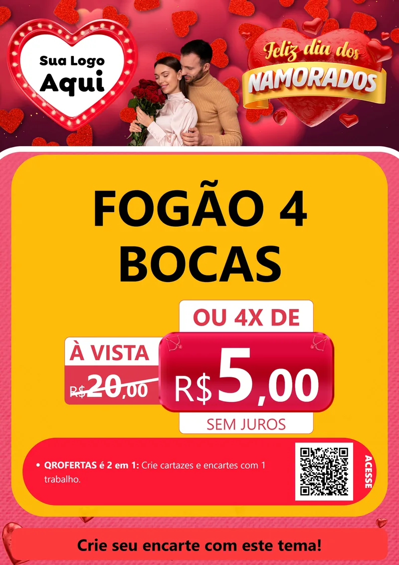 Modelo de Cartaz para Cartaz A4 Vertical com o tema Feliz Dia Dos Namorados para Móveis e Eletro