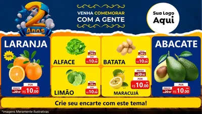 Modelo de TV para TV Horizontal com o tema Aniversário de 2 anos para Hortifrúti