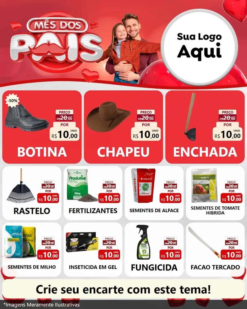 Modelo de Rede Social para Feed Instagram com o tema Mês dos Pais para Agropecuária